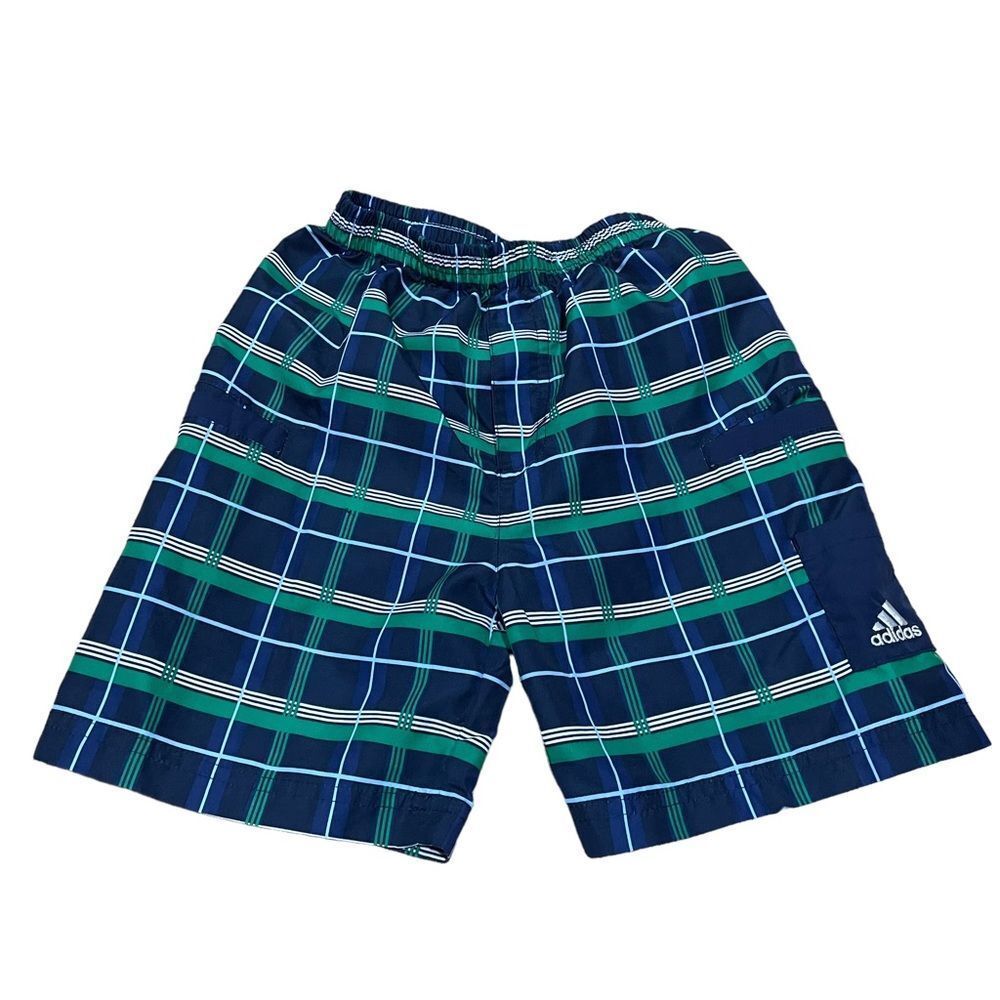 Adidas Plaid Athletic Swim Trunks